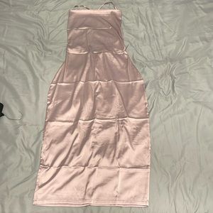 Midi Dress - lavender satin string crossbody backing